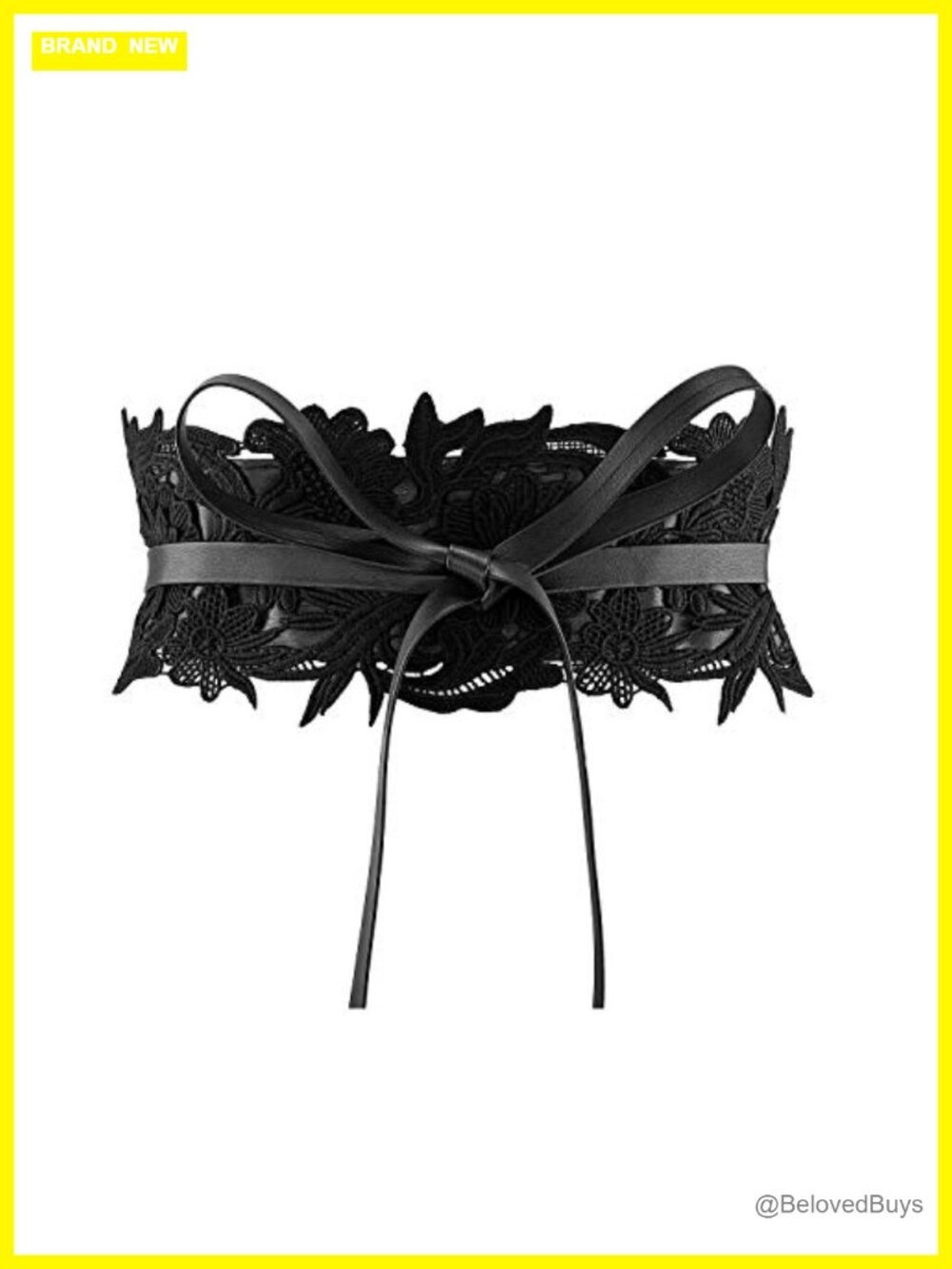 Lace Pu Leather Wide Waist Belt Bowknot Tie Wrap Corset Dress Belt